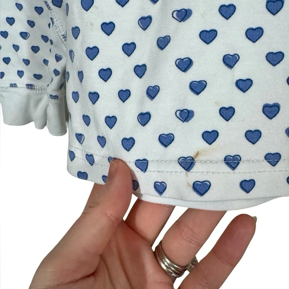Roller Rabbit Heart Pajama 3 Button Long Sleeve Henley Top in Blue PLEASE READ